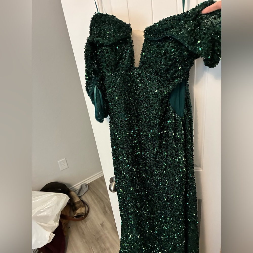 Cinderella Emerald Sequin Prom Dress
